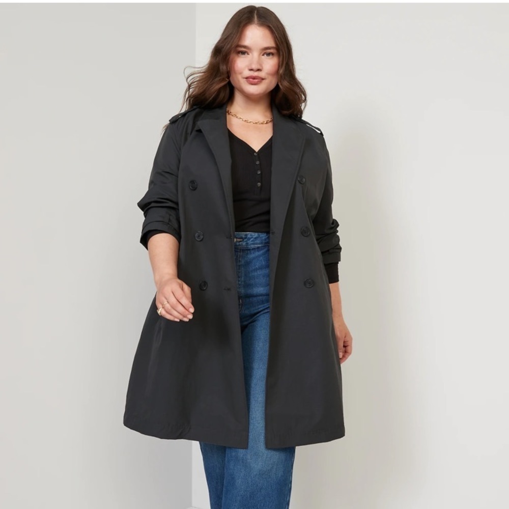 Old Navy water resistant tie-belt trench coat panther